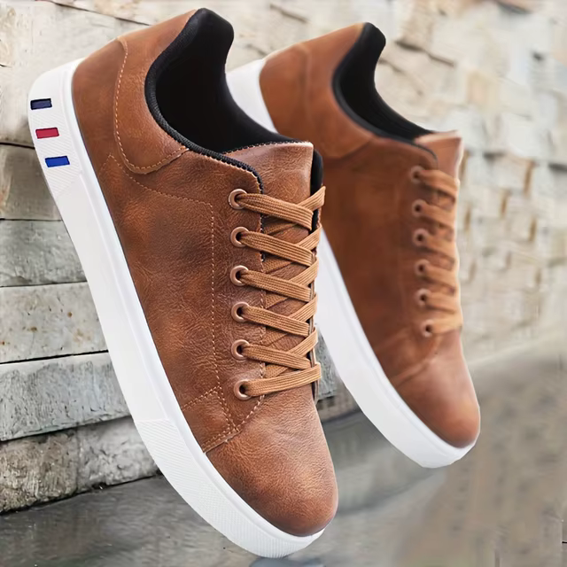 2025 CrossBorder Board ShoesFor Men Mesh Comfortable and Lightweight Leather Shoes Color Blocked Simple and Low Cut Sports Shoes