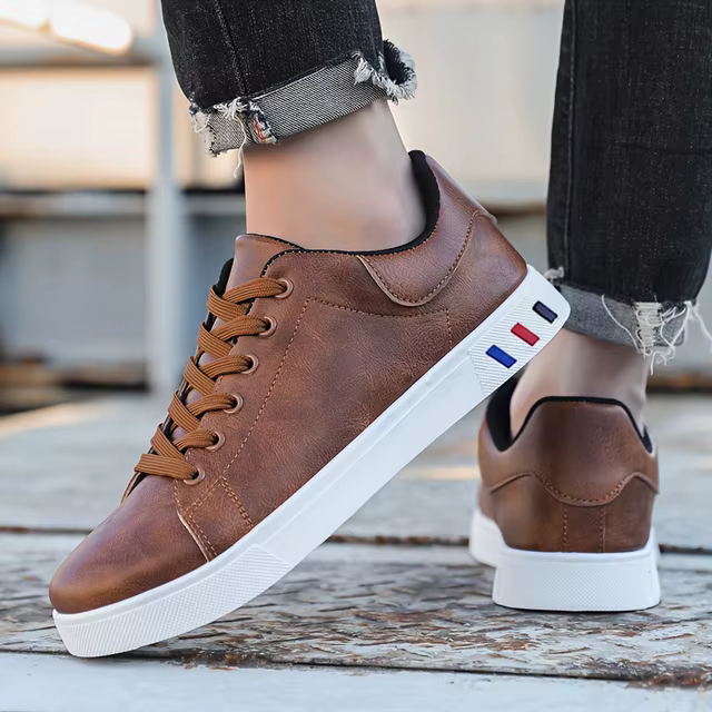 2025 CrossBorder Board ShoesFor Men Mesh Comfortable and Lightweight Leather Shoes Color Blocked Simple and Low Cut Sports Shoes - Image 3